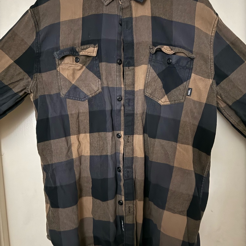 Vans Black and Tan Plaid Shirt